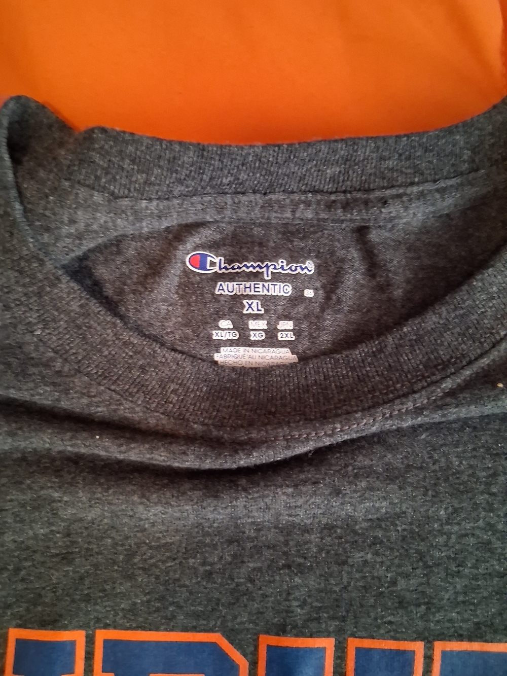 Champion Authentic Auburn Tigers Graphic Logo Gray Crew Neck Tee Men XL - Picture 5 of 5